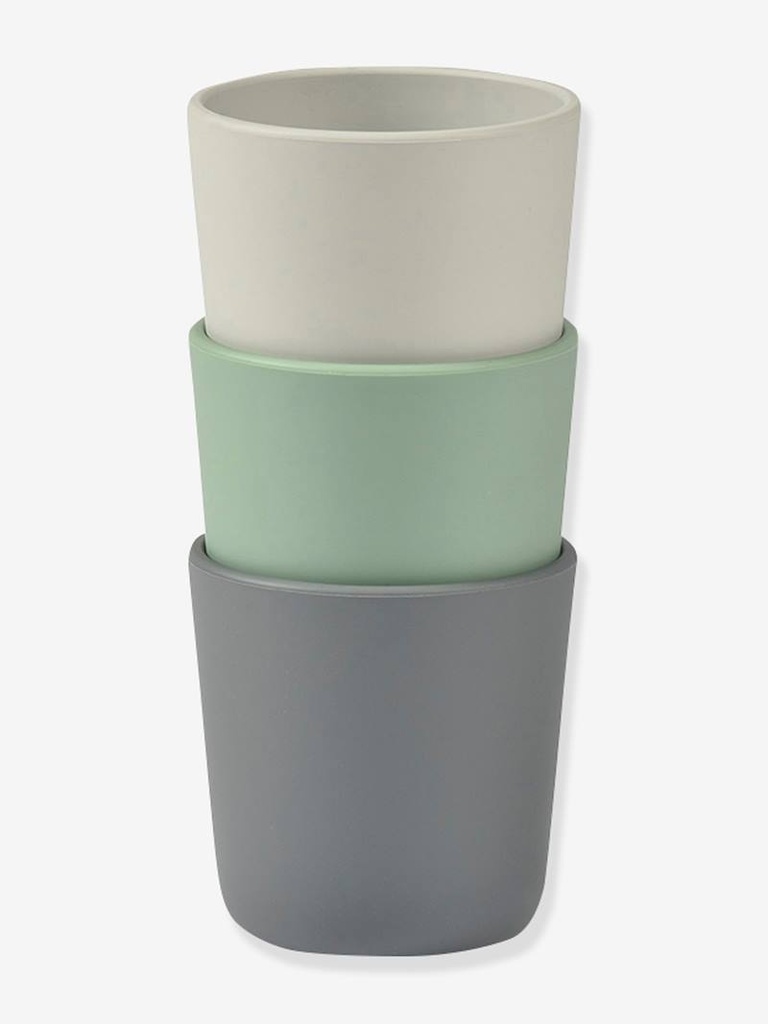 JUEGO DE 3 VASOS DE SILICONA VELVET GREY / SAGE GREEN
