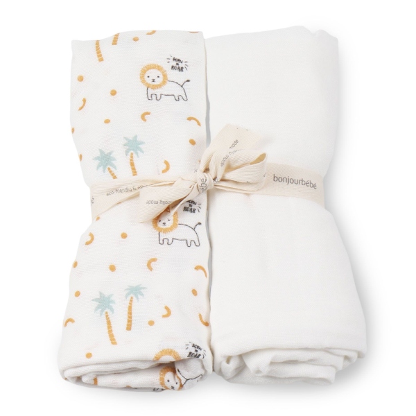 2 muselinas bambú-algodón súper suave 70x70 Bonjourbebe