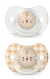 Pack x2 chupetes de silicona con anilla luminosa 0-6m Suavinex