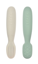 [913578] Béaba juego de 2 pre-cuchara de silicona (Verde/Gris)