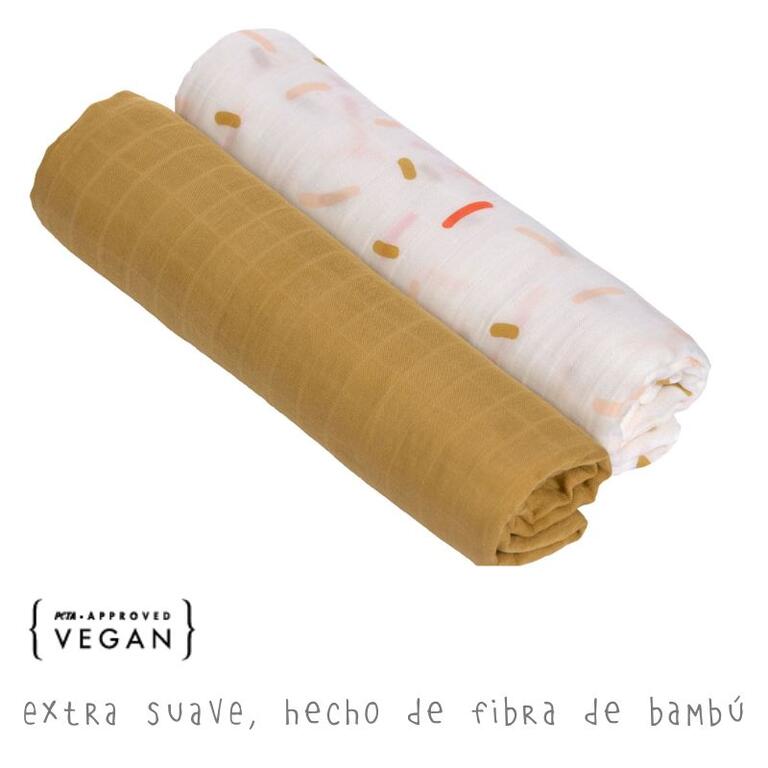 Pack 2 muselinas de bambú 120x120cm LÄSSIG