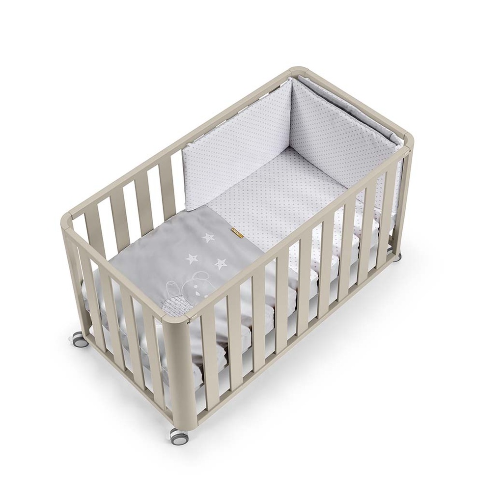 Cuna 120x60 DOCO Sleeping - Beige con colchón, colcha y protector