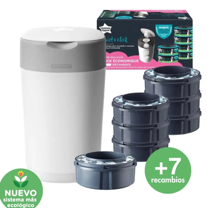 Megapack Ahorro contenedor Sangenic Twist&Click + 7 recambios