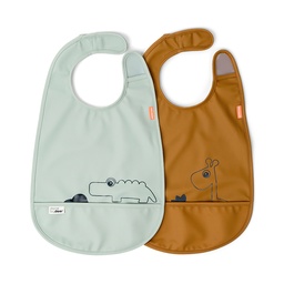 [1313524] Pack 2 baberos con velcro y bolsillos Done By Deer (Deer Friends Mostaza/Verde)