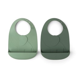 [1309903] Pack 2 baberos silicona con bolsillo Done By Deer (Elphee Verde)