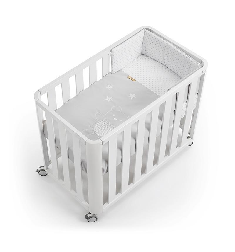 Minicuna 90X50 Doco Sleeping - Blanco con colchón, nórdico, protector y bajera 