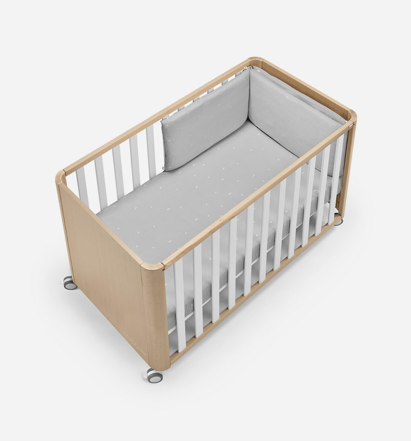 Cuna 120x60 DOCO Sleeping WOOD con colchón, colcha y protector