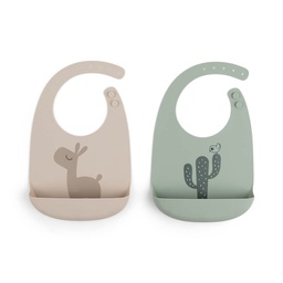 [1329519] Pack 2 baberos silicona con bolsillo Done By Deer (Lalee Arena/Verde)