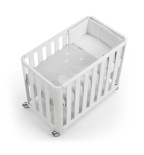 Minicuna 90X50 Doco Sleeping - Blanco con colchón, nórdico, protector y bajera 