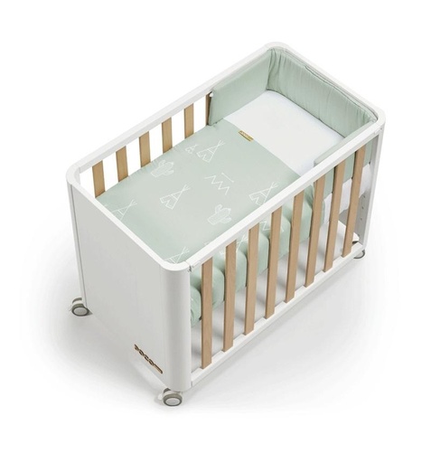 Minicuna 90x50 DOCO Sleeping STYLE con colchón, nórdico, protector y bajera