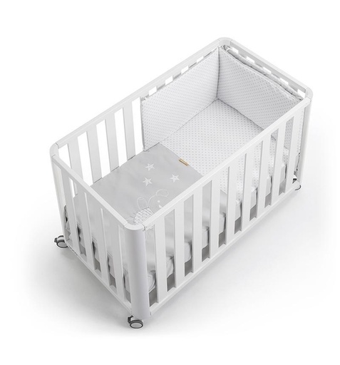 Cuna 120x60 DOCO Sleeping - Blanco con colchón, colcha y protector 