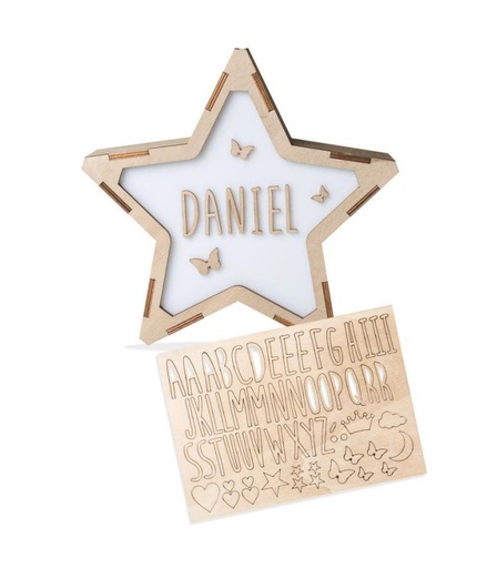 [ES14] Estrella personalizable con kit de letras - pilas