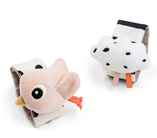 [4343701] Set de 2 sonajeros de muñeca Happy Clouds rosa Done by Deer